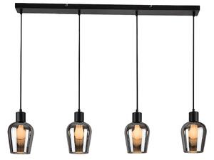 RABALUX Florian, indoor pendant lamp, matte black metal lamp with tinted colour/smoky glass shade, E27 4xMAX40W, shade: D13,5cm