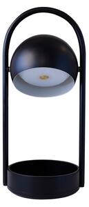 FRANDSEN LED акумулаторна настолна лампа Ball Portable, черна, стомана, Затъмняване, Черен, Дневна/трапезария, Метал, Дизайн
