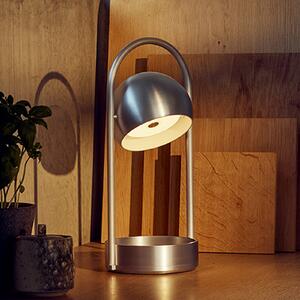 FRANDSEN LED акумулаторна настолна лампа Ball Portable, алуминий, четкана, Затъмняване, Металик, Дневна/трапезария, Метал, Дизайн
