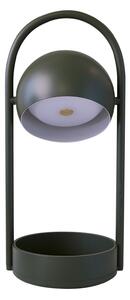 FRANDSEN LED акумулаторна настолна лампа Ball Portable, маслиненозелена, стомана, Затъмняване, Зелен, Дневна/трапезария, Метал, Дизайн