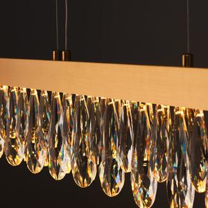 Brilliant LED висяща лампа Celestia, дължина 110 cm, месинг цвят, кристал, Затъмняване, Злато / месинг, Дневна/трапезария, Метал