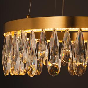 Brilliant LED висяща лампа Celestia, Ø 40 cm, месингов цвят, кристал, Затъмняване, Злато / месинг, Дневна/трапезария, Метал