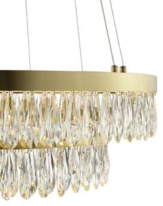 Brilliant LED висяща лампа Celestia, Ø 60 cm, месингов цвят, кристал, Затъмняване, Злато / месинг, Дневна/трапезария, Метал