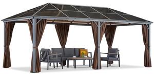 Градинска беседка Milos 3x6m с кафяви завеси Garden Point