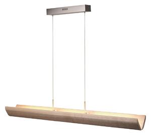 Brilliant LED висяща лампа Monterra, дължина 132 cm, кафява, дърво, Затъмняване, Дърво, Дневна/трапезария, Дървесина
