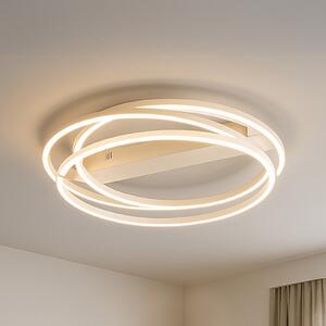 FISCHER & HONSEL LED таванна лампа Kiku, Ø 56 cm, пясъчен цвят, метал, CCT, Затъмняване, Бежов, Дневна/трапезария, Метал, Модерен