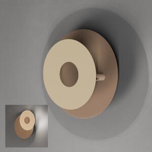 FISCHER & HONSEL LED стенна лампа Hennes, сиво-пясъчен цвят, Ø 18 cm, метал, Дневна/трапезария, Метал, Модерен