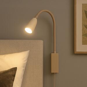 FISCHER & HONSEL LED стенна лампа Sten, пясъчен цвят, височина 61 cm, управление с жестове, Затъмняване, Бежов, спалня, Метал, Модерен