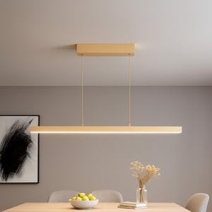 FISCHER & HONSEL LED висяща лампа Vayana, дължина 114 cm, пясъчен цвят, метал, CCT, Затъмняване, Бежов, Дневна/трапезария, Метал, Модерен