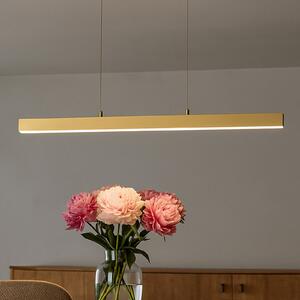 FISCHER & HONSEL LED висяща лампа Vayana, дължина 190 cm, пясъчен цвят, метал, CCT, Затъмняване, Бежов, Дневна/трапезария, Метал, Модерен