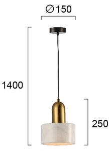 Полилей на кабел MARBLE 1xE27/60W/230V златист/бял/мраморен декор