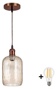 Brilagi - LED полилей на кабел R GLASS 1xE27/60W/230V Ø 14 см меден/димчато кафяв