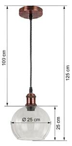 Brilagi - LED висяща лампа на кабел RETRO GLASS 1xE27/60W/230V Ø 25 см медна/прозрачна
