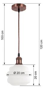 Brilagi - LED висяща лампа на кабел RETRO GLASS 1xE27/60W/230V Ø 20 см мед/бял