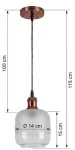 Brilagi - LED полилей на кабел RETRO GLASS 1xE27/60W/230V Ø 14 см меден/бял