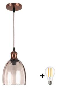 Brilagi - LED полилей на кабел R GLASS 1xE27/60W/230V Ø 17 см меден/опушен бежов