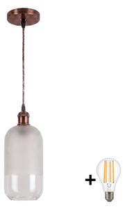 Brilagi - LED полилей на кабел RETRO GLASS 1xE27/60W/230V Ø 14 см меден/бял