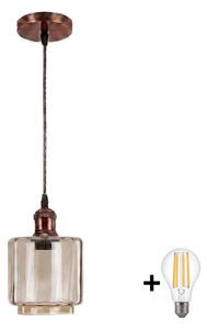 Brilagi - LED полилей на кабел R GLASS 1xE27/60W/230V Ø 14 см меден/опушен бежов