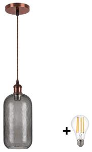 Brilagi - LED полилей на кабел RETRO GLASS 1xE27/60W/230V Ø 14 см меден/димно сив