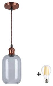 Brilagi - LED полилей на кабел R GLASS 1xE27/60W/230V, Ø 14 см, меден/димчато сив