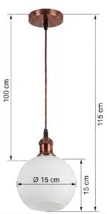 Brilagi - LED полилей на кабел RETRO GLASS 1xE27/60W/230V Ø 15 см меден/бял