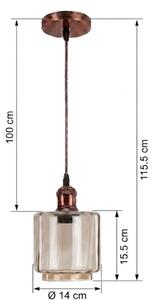 Brilagi - LED полилей на кабел R GLASS 1xE27/60W/230V Ø 14 см меден/опушен бежов