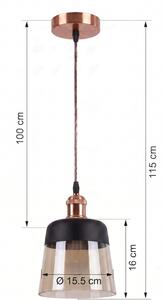 Brilagi - LED полилей R GLASS 1xE27/60W/230V Ø 15,5 см меден/димчато бежов/черен