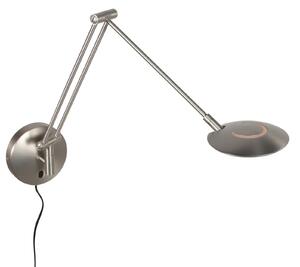 Steinhauer LED стенна лампа „Zenith 2“ с рамо, стомана, CCT, метал, щепсел, Затъмняване, Металик, Дневна/трапезария, Метал, Модерен