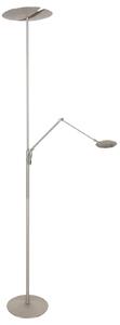 Steinhauer LED стояща лампа Zenith 2, стомана, за четене, CCT, дистанционно, Затъмняване, Металик, Дневна/трапезария, Метал, Модерен, Светлина за четене