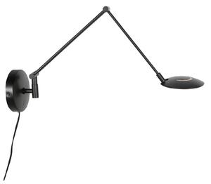 Steinhauer LED стенна лампа „Zenith 2“ с рамо, черна, CCT, метал, щепсел, Затъмняване, Черен, Дневна/трапезария, Метал, Модерен