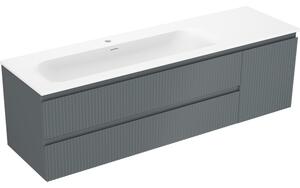 Mexen Rivel шкаф за баня 160 см с мивка Vela лява, 2S, 1D, оребрен, графит/бял мат
