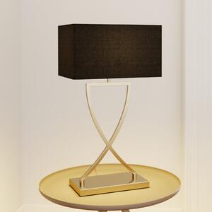 Lucande Настолна лампа Evaine, месинг/черно, 66 cm, E27, Черен, Дневна/трапезария, Метал, Модерен