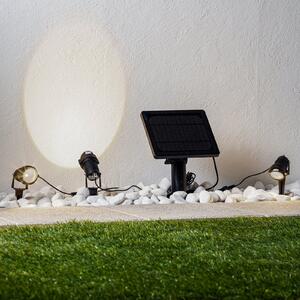 Lindby LED соларна светлина за земни колчета Malida, комплект от 3 броя, черна, Черен, Метал, Модерен, Соларно осветление