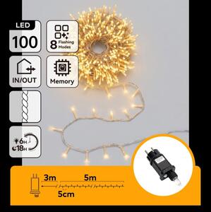 Aigostar - LED външна коледна верига 100xLED/8 функции 5,3m IP44 топла бяла