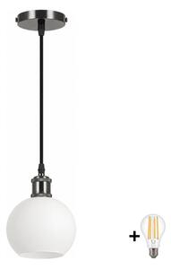 BRILAGI - LED полилей на кабел RETRO GLASS 1xE27/60W/230V Ø 15 см черен/бял