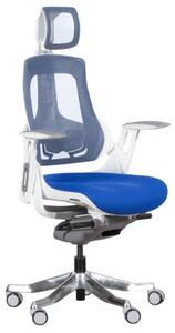 Президентски стол Ambra, дамаска, алуминиева база, регулируем люлеещ механизъм, 130 кг. максимално натоварване, газов амортисьор, син