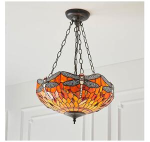 Endon 64076 - Полилей на верига Tiffany DRAGONFLY 3xE27/60W/230V Ø 41 cm