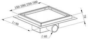 Mexen Flat-Q M13 квадратен подов сифон 15 x 15 см, инокс - 1010015