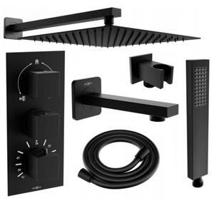 Mexen Cube DR02 комплект за вана-душ, вграден с душ-глава 25 см, черен - 77503DR0225-70