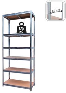 Метален складов стелаж с 6 рафта 180 × 90 × 40 см