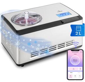 Klarstein Dolce Bacio Smart, машина за сладолед, машина за кисело мляко, компресор, 2 литра, WiFi, сензорен екран, неръждаема стомана