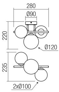 Redo 01-3988 - Полилей за повърхностен монтаж ASTRA 3xG9/8W/230V черен