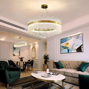 Led полилей за таван crown в златисто с кристали d40x30 см