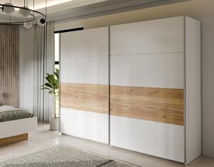 Гардероб Mayacus - 269.9 х 210.5 х 61.2 cm, бяло / дъб Мауела