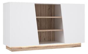 Скрин Hulon - 139.60 x 41 x 79 cm, дъб / бяло