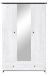 Гардероб Porto SZF2D1L2S - 128.5 x 199.5 x 55.5 cm, бяло/сиво