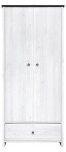 Гардероб Porto SZF2D1S - 88.5 x 199.5 x 55.5 cm, бяло/сиво