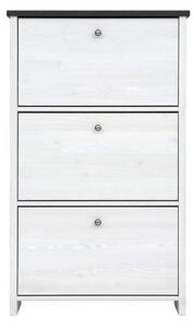 Шкаф за обувки Porto SFB3B - 75 x 126 x 18.5 cm, бяло/сиво