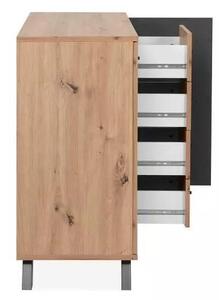 Шкаф Medan 01B - 118 x 85 x 45 cm, дъб артисан / антрацит