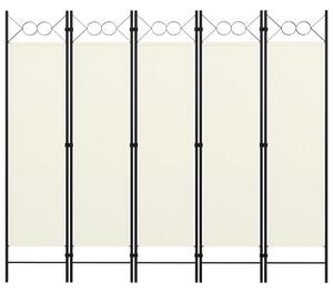 Sonata Параван за стая, 5 панела, кремавобял, 200x180 см